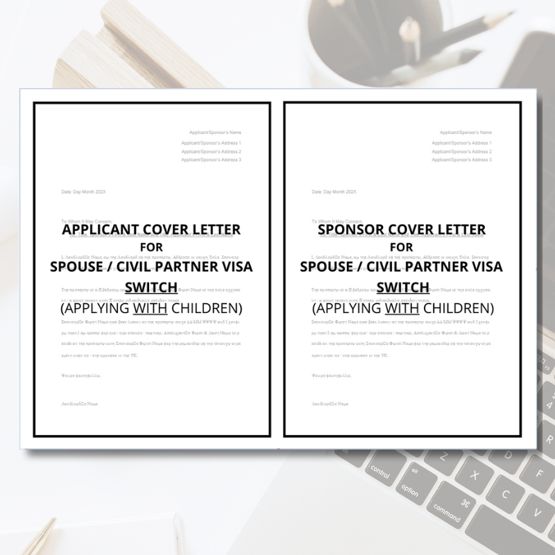 UK Partner Visa Cover Letter Template Bundle (Switch from different Visa)