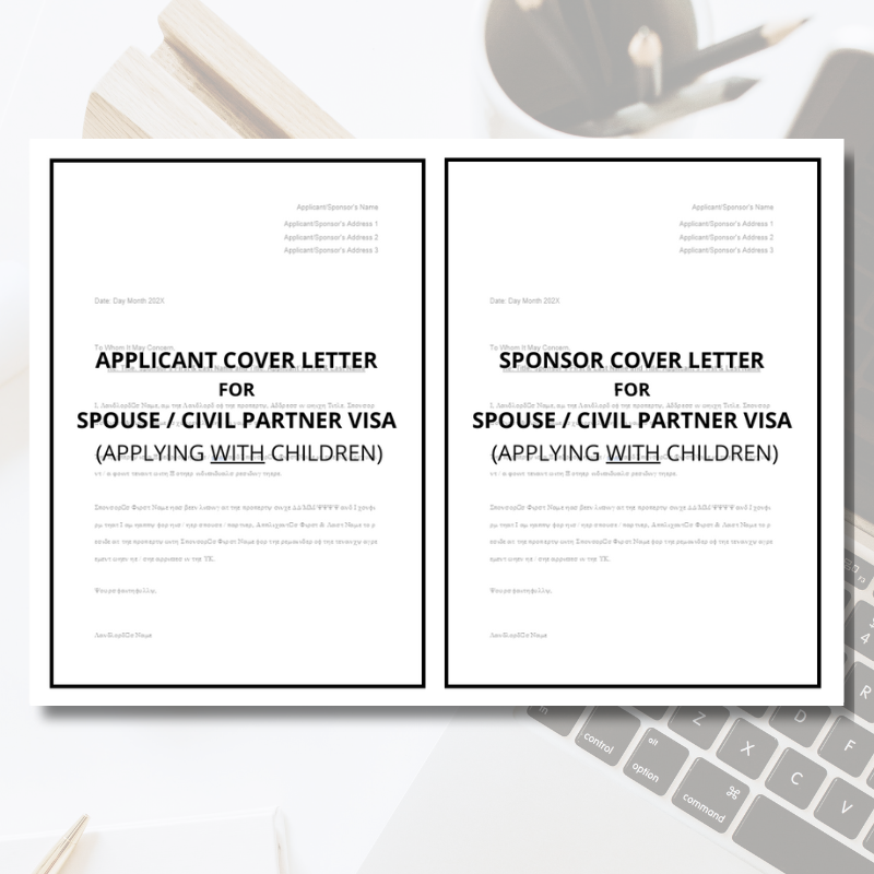UK Partner Visa Cover Letter Template Bundle (for Entry Clearance / Leave to Enter)