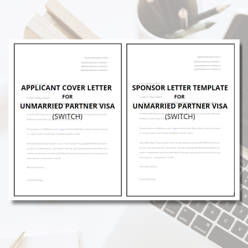 UK Partner Visa Cover Letter Template Bundle (Switch from different Visa)