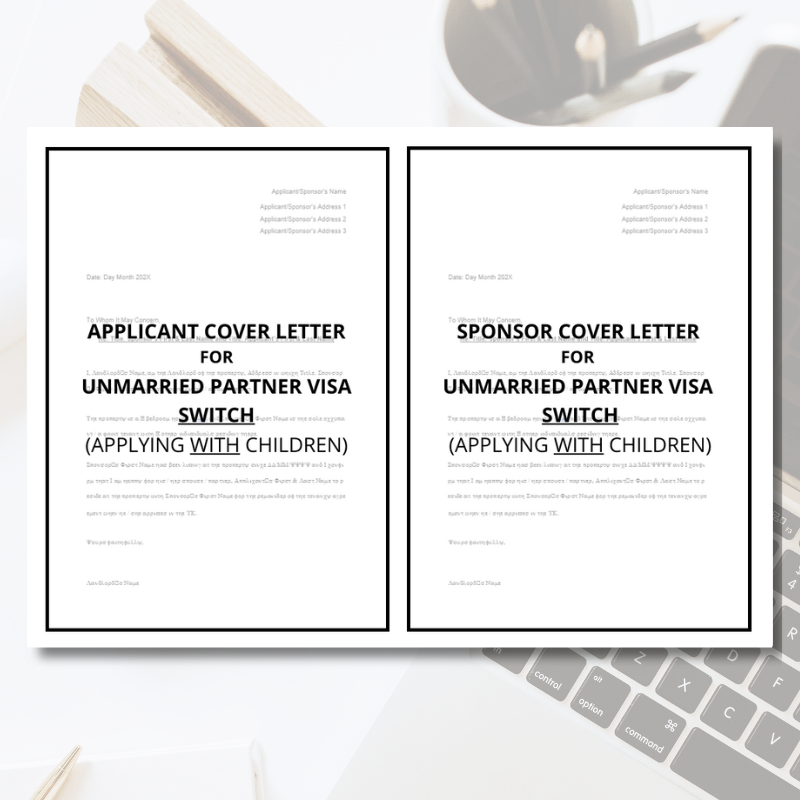 UK Partner Visa Cover Letter Template Bundle (Switch from different Visa)