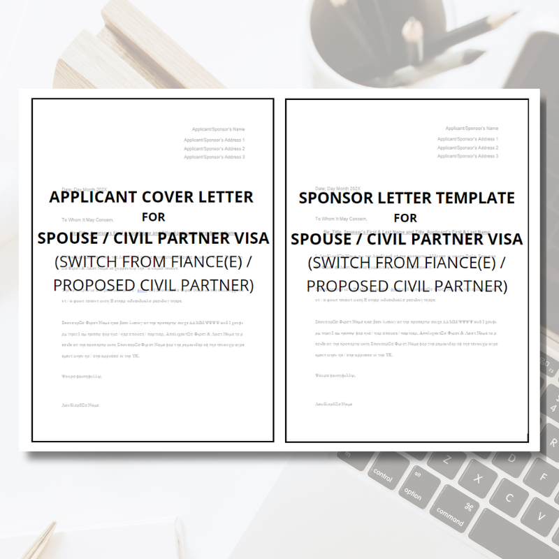 UK Partner Visa Cover Letter Template Bundle (Switch from different Visa)