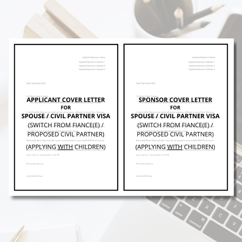 UK Partner Visa Cover Letter Template Bundle (Switch from different Visa)