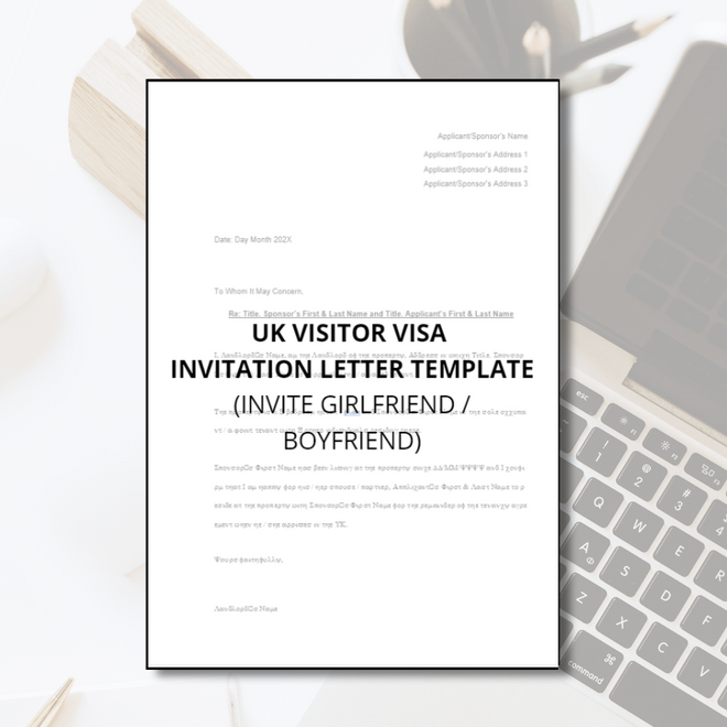 UK Visitor Visa Invitation Letter Template for Friend/Partner/Family M