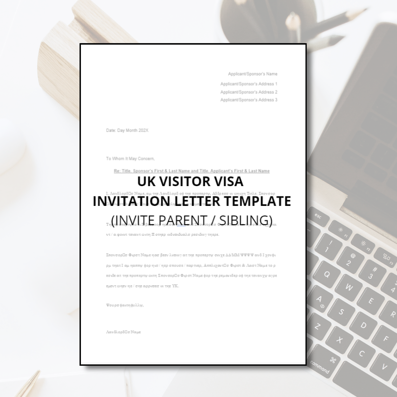 UK Visitor Visa Invitation Letter Template