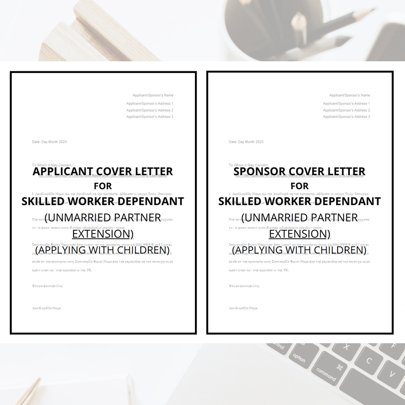 Skilled / Health and Care Worker Dependant Cover Letter Template Bundle (Extensions)