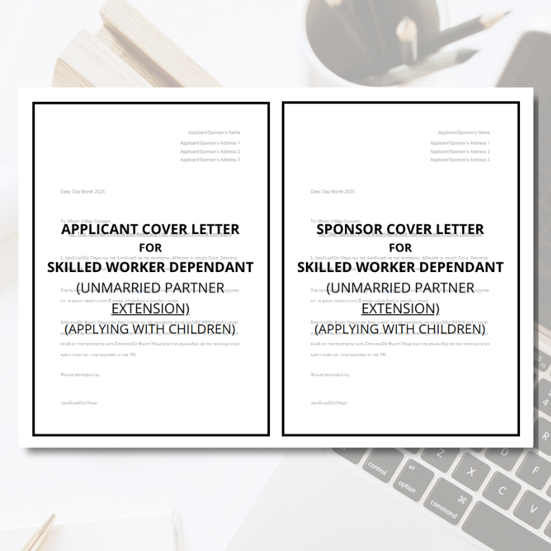Skilled / Health and Care Worker Dependant Cover Letter Template Bundle (Switch)