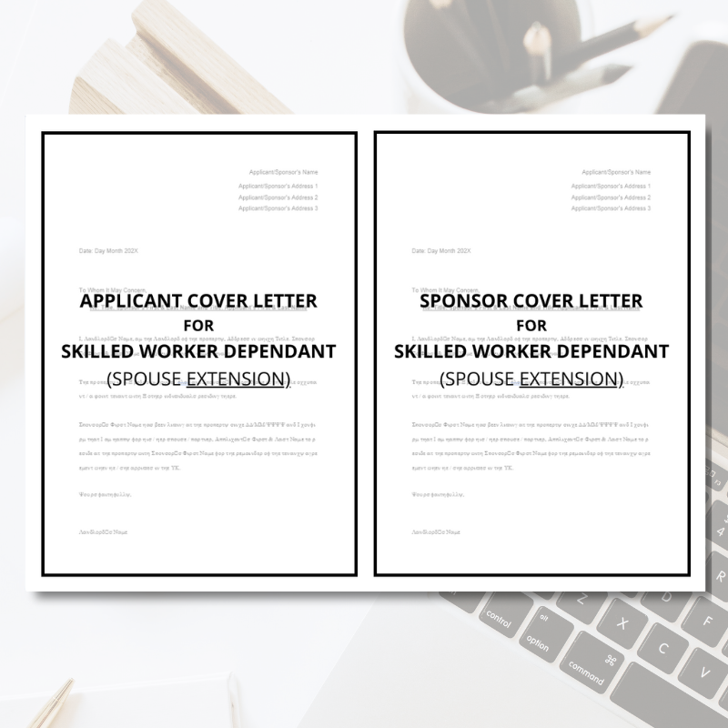 Skilled / Health and Care Worker Dependant Cover Letter Template Bundle (Extensions)