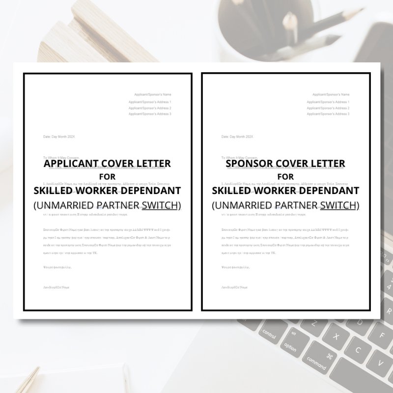 Skilled / Health and Care Worker Dependant Cover Letter Template Bundle (Switch)