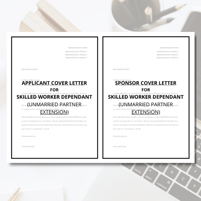Skilled / Health and Care Worker Dependant Cover Letter Template Bundle (Extensions)