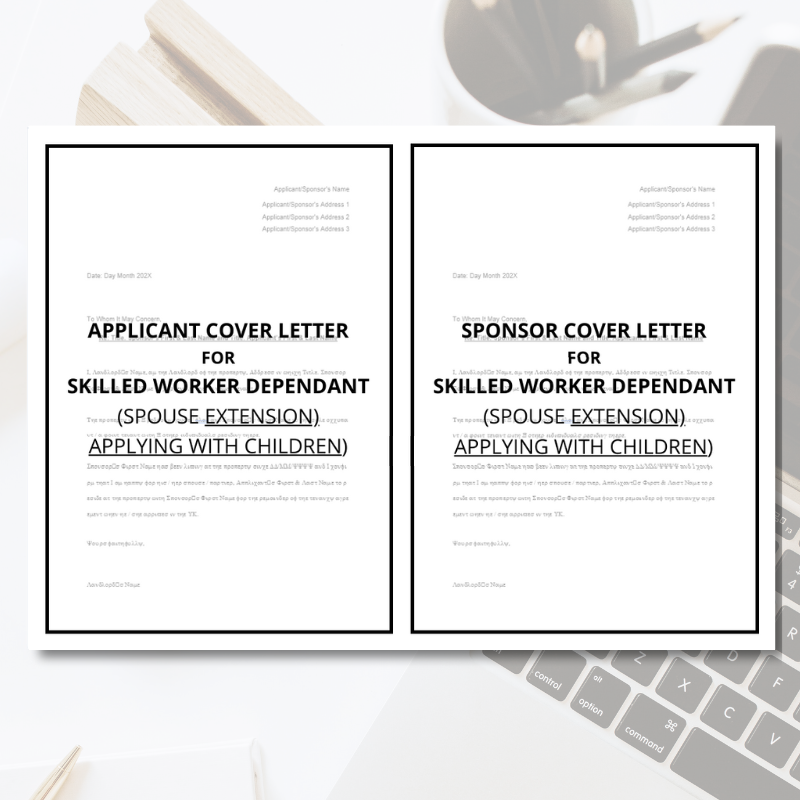 Skilled / Health and Care Worker Dependant Cover Letter Template Bundle (Extensions)