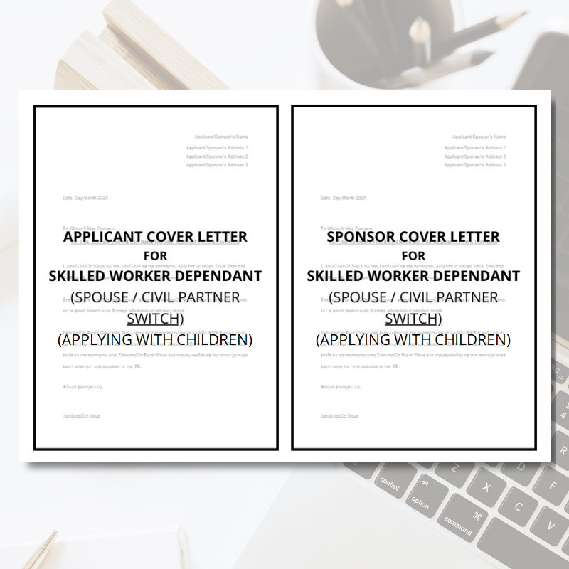 Skilled / Health and Care Worker Dependant Cover Letter Template Bundle (Switch)